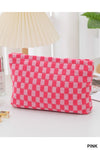 CHECKERED CLUTCH BAG - BUBBLEGUM PINK