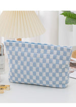 CHECKERED CLUTCH BAG - SKY BLUE