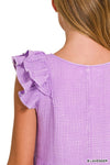 LILY GAUZE RUFFLE PEPLUM TOP - LAVENDER