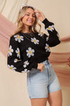 DAISY CROPPED SWEATER - BLACK