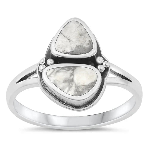 WHITE BUFFALO TURQUOISE STERLING SILVER RING