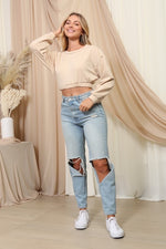 CASSIE CROPPED SWEATER - CREAM