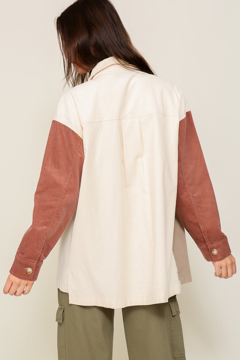 CORI COLOR BLOCK CORDUROY JACKET