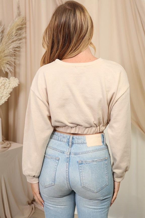 CASSIE CROPPED SWEATER - CREAM