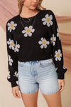 DAISY CROPPED SWEATER - BLACK