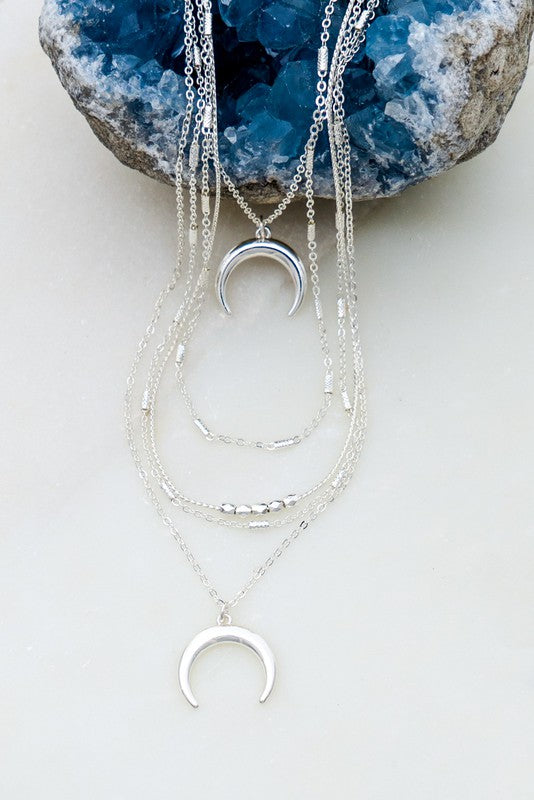 MOON CHILD LAYERED NECKLACE SET - SILVER
