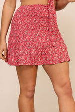 MADISON SMOCKED MINI SKIRT -RED