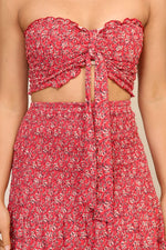 MADISON SMOCKED CROP TOP -RED