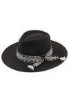 CC GEOMETRIC TRIM PANAMA HAT- BLACK