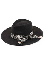 CC GEOMETRIC TRIM PANAMA HAT- BLACK