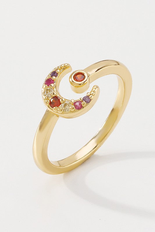 CRESCENT MOON SHAPED RING - GOLD