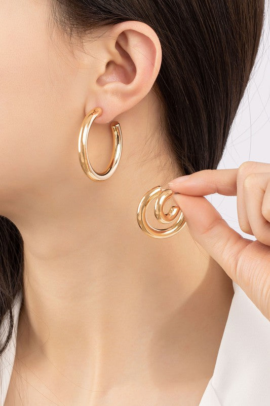 HOLLOW PUFFY HOOP TRIO SET - GOLD