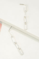 OVAL CHAIN LINK DROP EARRINGS - SILVER